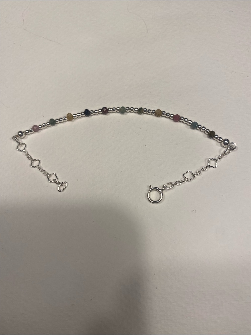 Sterling Silver Multicolor Beaded Anklet